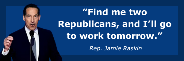 Jamie Raskin: Find me two Republicans, and I'll go to work tomorrow.