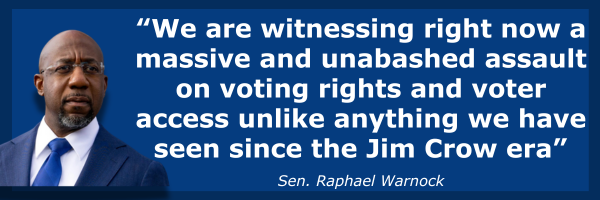 Raphael Warnock calls for advancing the John Lewis Voting Rights Advancement Act
