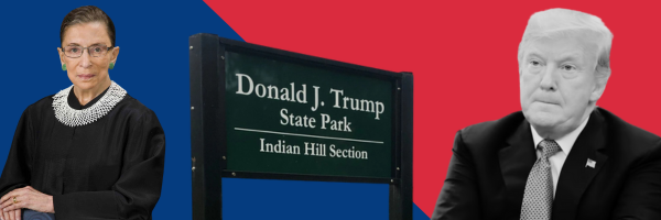 Trump, RBG & Trump State Park sign