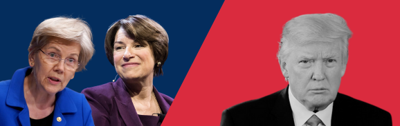 Warren+Klobuchar vs Trump