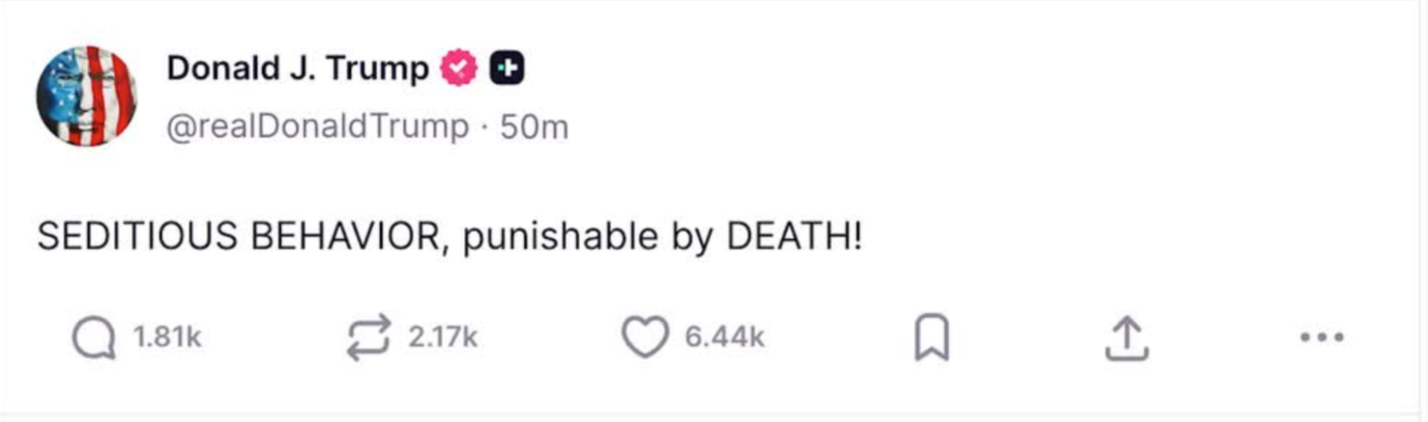 Trump calling for Mark Kelly's death