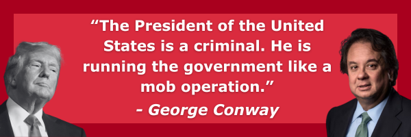 “The President of the United States is a criminal. He is running the government like a mob operation.” - George Conway